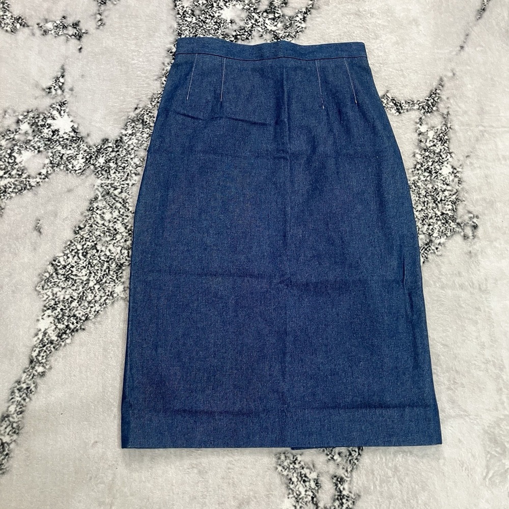 Gerard Pasquier Denim Pencil Skirt Blue 100% Cotton Midi Women's FR 38 US 6